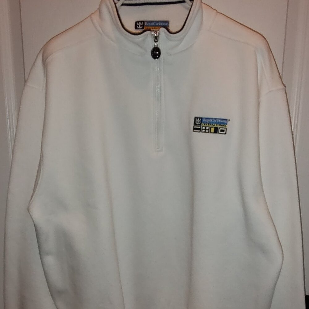 ROYAL CARIBBEAN FLEECE SWEATSHIRT 1/4 ZIP PULLOVER WHITE UNISEX MEN M LADIES L